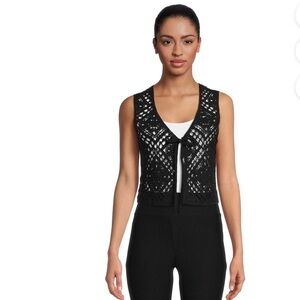 No Boundaries Juniors Boho Crochet Black Tie Vest, Sizes XL 15-17 NWT